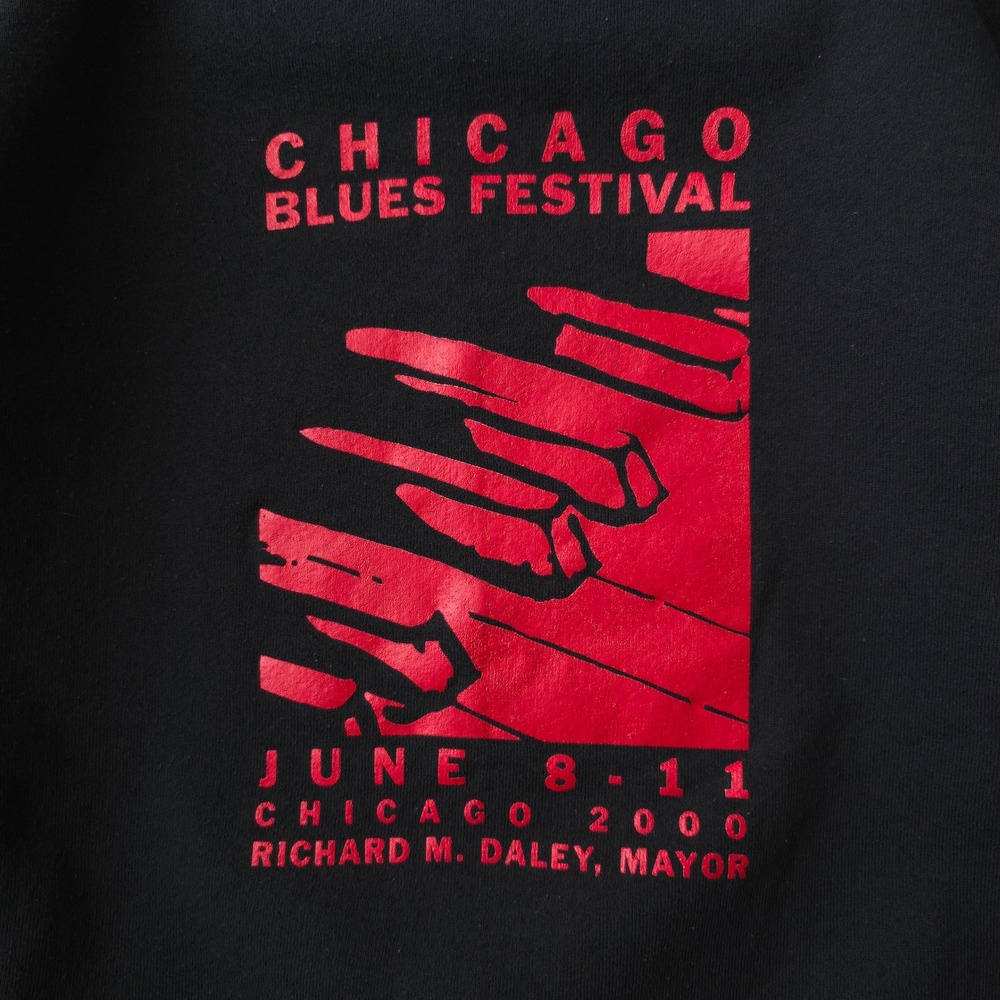 Vintage 2000s Fruit of the Loom Black Chicago Blues Festival Sweatshirt Large - Picture 3 of 8